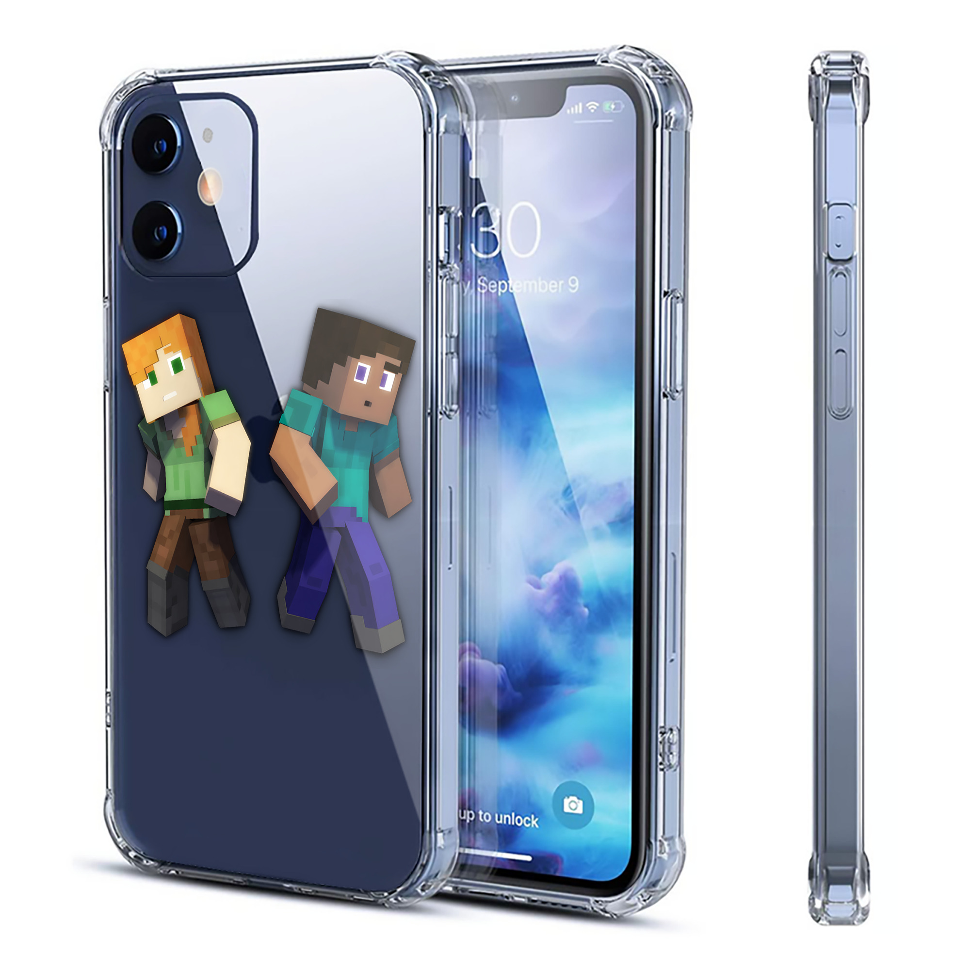 （画像用） マインクラフト ブロックの世界 Minecraft MC Block world 【iPhone 12シリーズ対応】透明スマホケース（クリアソフトケース）